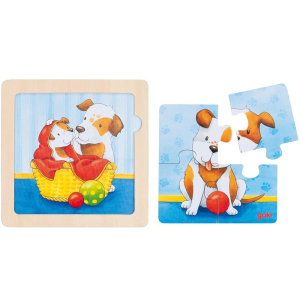 Puzzle pro nejmenší - Na desce, Mláďata zvířátek, 4 dílky, 1ks (Goki)