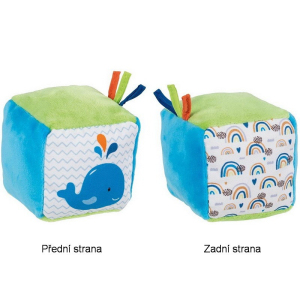 Hračka pro batolata - Kostka textilní, Velryba (Goki)