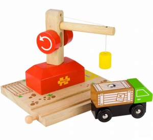 Vláčkodráha jeřáby - Malý jeřáb s autem (Bigjigs)