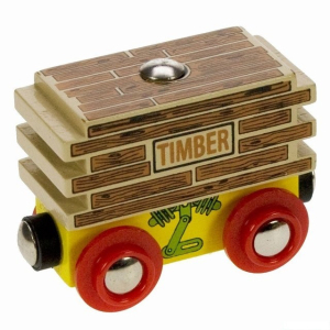 Vláčkodráha vláčky - Vagón se dřevem (Bigjigs)