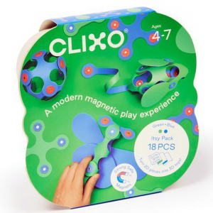 CLIXO - Itsy Green & Blue magnetická stavebnice, 18 kusů
