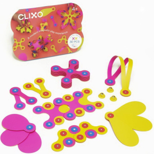 CLIXO - Crew Pink & Yellow magnetická stavebnice, 30 kusů