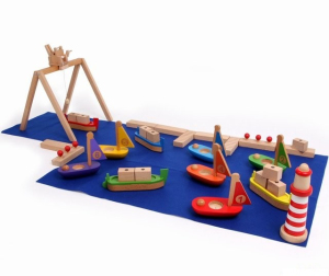 Vláčkodráha lodě - Přístav s jeřábem a loděmi (Legler)