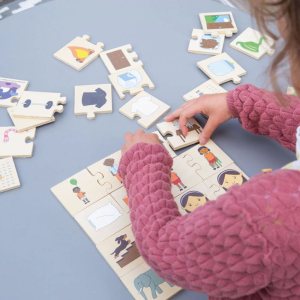 Puzzle výukové - Protiklady dřevěné, 32ks (Bigjigs)