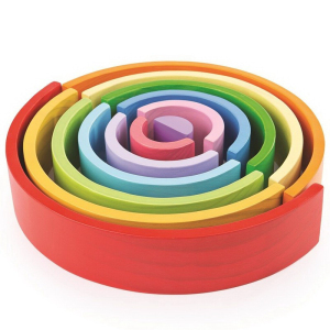 Kostky - Oblouky, XL duhové dřevěné, 12ks (Bigjigs)