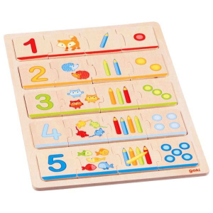 Puzzle výukové - Co kam patří, Počítání, 20 dílků (Goki)