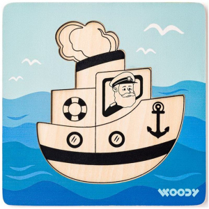 Puzzle pro nejmenší - Vkládačka, Baby lodička (Woody)