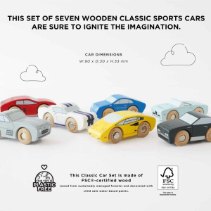 Vláčkodráha auta - Set dřevěných autíček sportovních (Le Toy Van)
