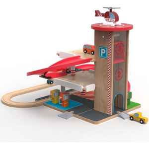 Garáž dřevěná - Patrová s výtahem a vláčkodráhou (2Kids Toys)