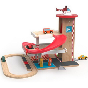 Garáž dřevěná - Patrová s výtahem a vláčkodráhou (2Kids Toys)
