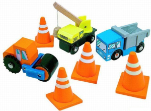 Vláčkodráha auta - Pracovní stroje s kužely (Woody)
