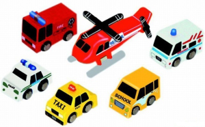 Vláčkodráha auta - Dopravní prostředky mix , 6ks (Woody)