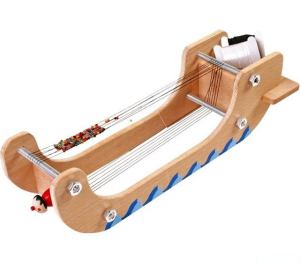 Tkací stav na korálky - Dřevěný velký s korálky (Small foot)