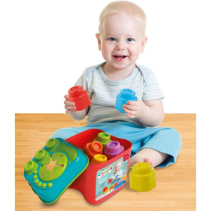 Clemmy baby soft - Senzorický kyblík a 15 kostek