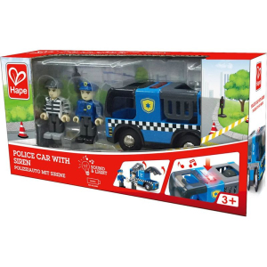 Vláčkodráha auto - Policejní vůz s houkačkou (Hape)