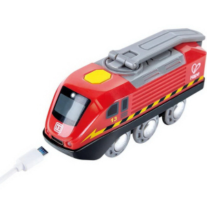 Vláčkodráha mašinka - Elektrická s pohonem, Na kličku a USB (Hape)