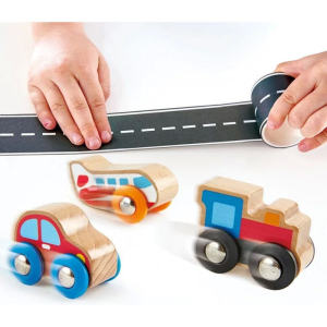 Vláčkodráha doplněk - Rozlož a jeď, Auto s páskou (Hape)