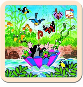 Puzzle pro nejmenší - Na desce, Krtek s deštníkem (Bino)