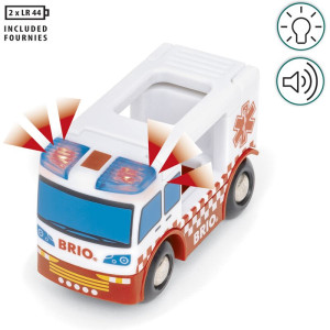 Vláčkodráha auto - Záchranářská sanitka se sirénou (Brio)