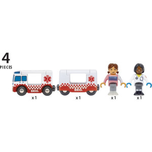 Vláčkodráha auto - Záchranářská sanitka se sirénou (Brio)