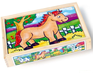 Puzzle dřevěné - V krabičce, Domácí zvířata, 48ks (Legler)