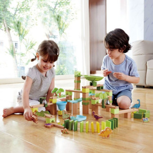 Kuličková dráha - Dřevěná Dino, 131 dílů (Hape)