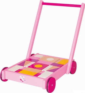 Kostky - Barevné ve vozíku, Trendy s madlem, 36ks (Woody)