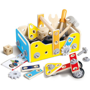 Stavebnice montážní - Box s nářadím, 83 dílů (Hape)