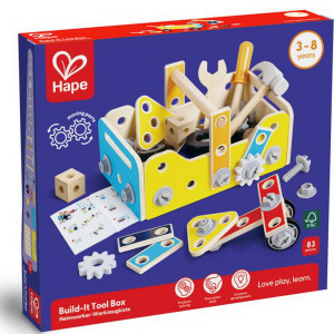 Stavebnice montážní - Box s nářadím, 83 dílů (Hape)