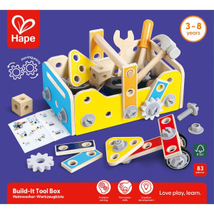 Stavebnice montážní - Box s nářadím, 83 dílů (Hape)