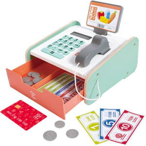 Prodejna - Dětská pokladna dřevěná s kalkulačkou (Hape)