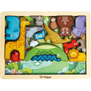 Zvířátka dřevěné - Zvířecí králoství na desce (Hape)