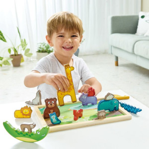 Zvířátka dřevěné - Zvířecí králoství na desce (Hape)