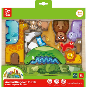 Zvířátka dřevěné - Zvířecí králoství na desce (Hape)