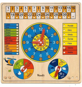 Hodiny - S kalendářem a barometrem (Woody)