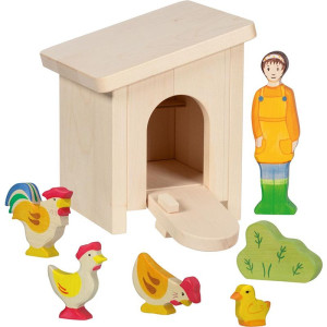 Holztiger - Set, Kurník se zvířátky a postavou