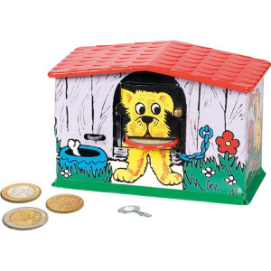 Pokladnička plechová - Psí bouda retro (Goki)