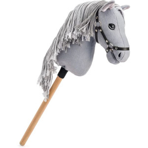 Koňská hlava na tyči - Hobby horse Apollo šedý provázková hříva (Faunica)