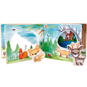 První knížka - Interaktivní, V lese 4 dřevěné - BAZAR