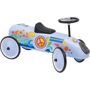 Odrážedlo kovové - Historické auto, modré Hippies (Goki)