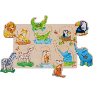 Puzzle odkrývací - Maminka s mláďátkem, 6ks (Goki)