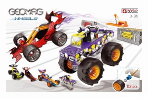 Geomag - Wheels Race Large, čtyři auta, 62 dílků
