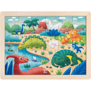 Puzzle na desce - 2v1 Dinosauři, 24ks (Hape)