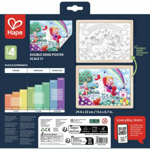 Puzzle na desce - 2v1 Jednorožec a přátelé, 24ks (Hape)