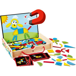 Puzzle magnetické - Kufřík dřevěný s tvary (Hape)