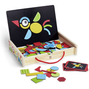 Puzzle magnetické - Kufřík dřevěný s tvary (Hape)