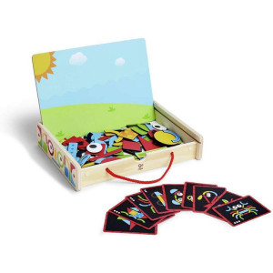 Puzzle magnetické - Kufřík dřevěný s tvary (Hape)
