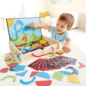 Puzzle magnetické - Kufřík dřevěný s tvary (Hape)