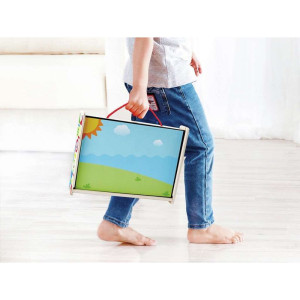Puzzle magnetické - Kufřík dřevěný s tvary (Hape)