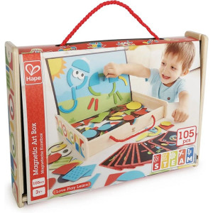 Puzzle magnetické - Kufřík dřevěný s tvary (Hape)